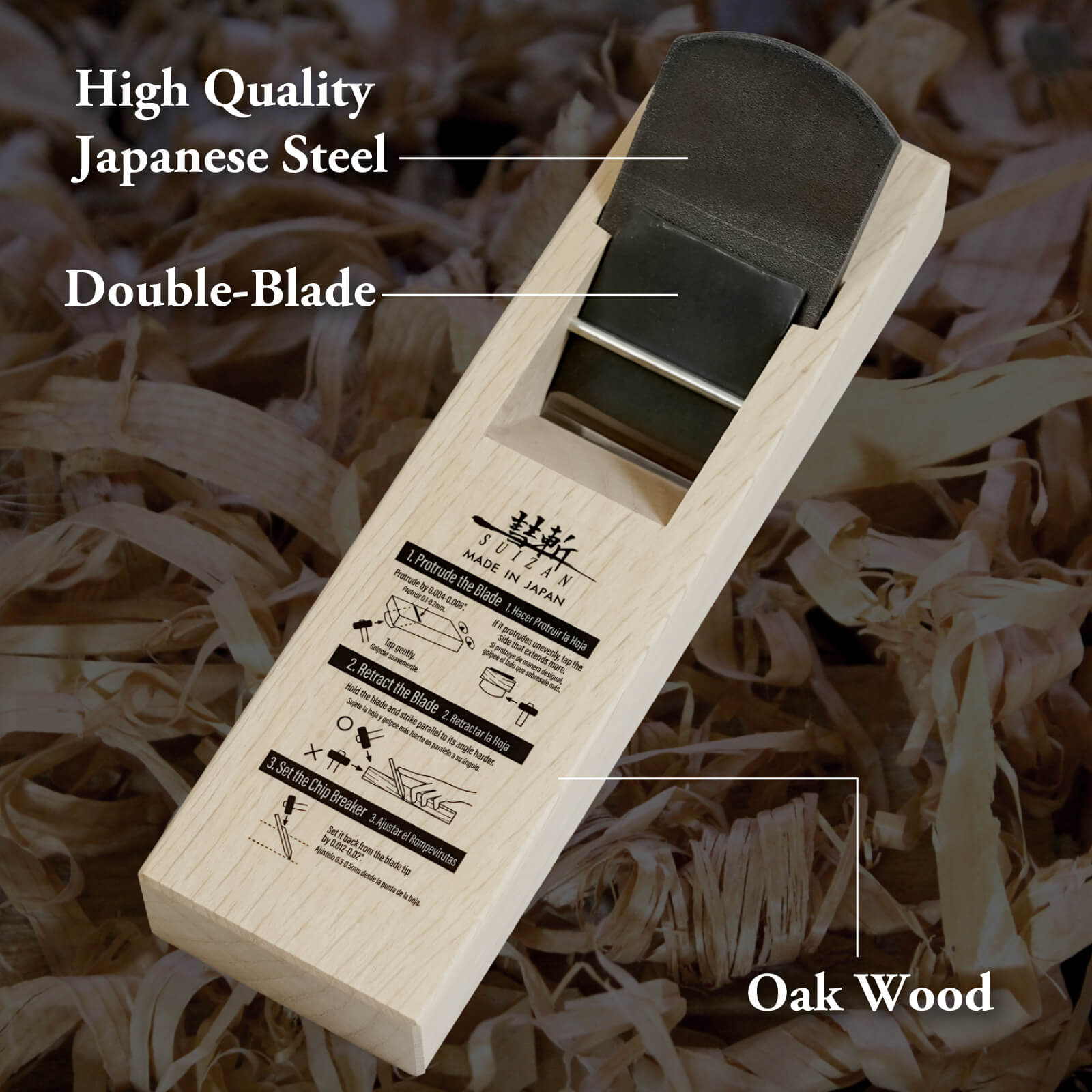 鉋　長弘    2寸鉋 SUIZAN Japanese Wood Block Plane KANNA 2.4 Inch (60mm) Hand