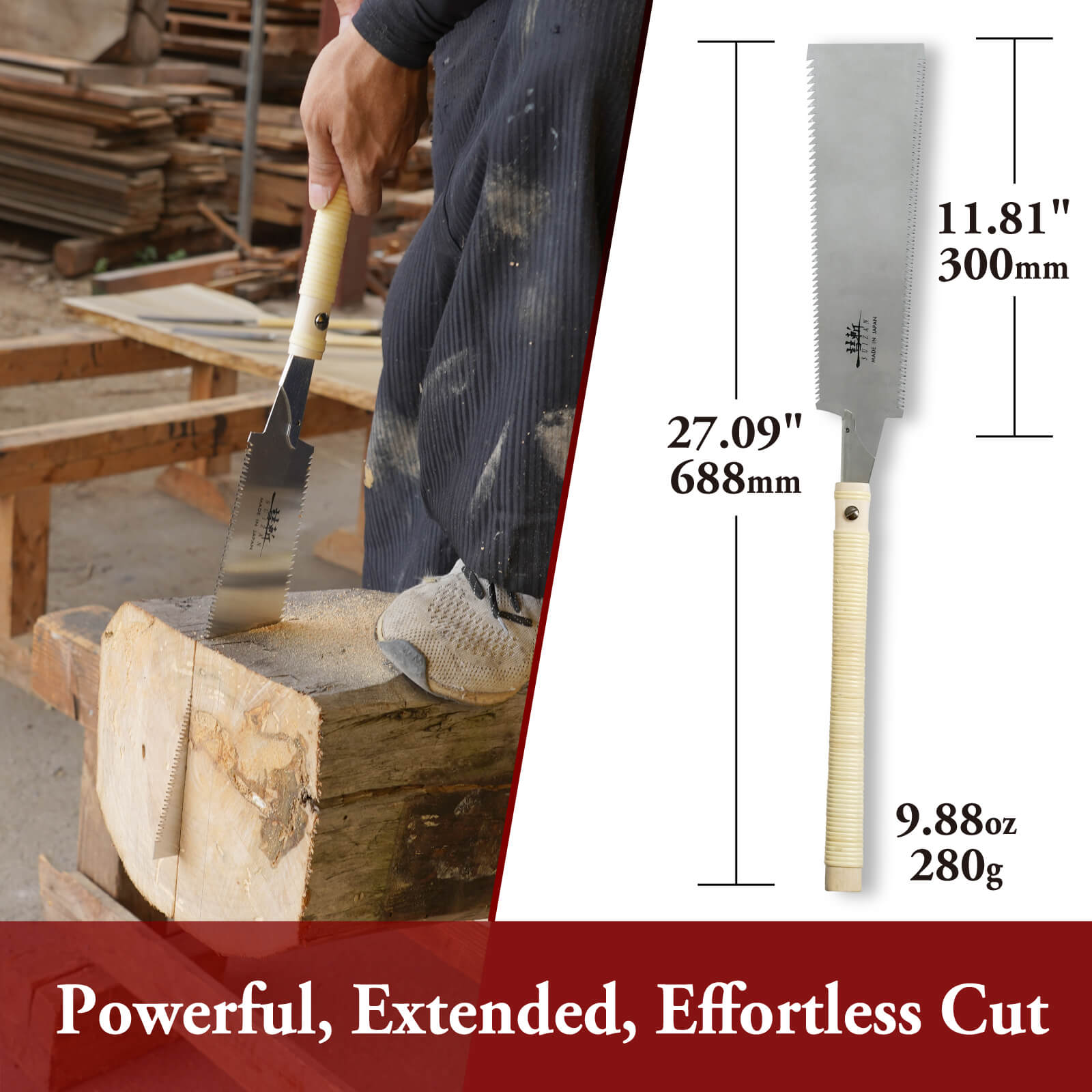 SUIZAN Ryoba Double Edge Saw 12 Inch (300mm) - Professional