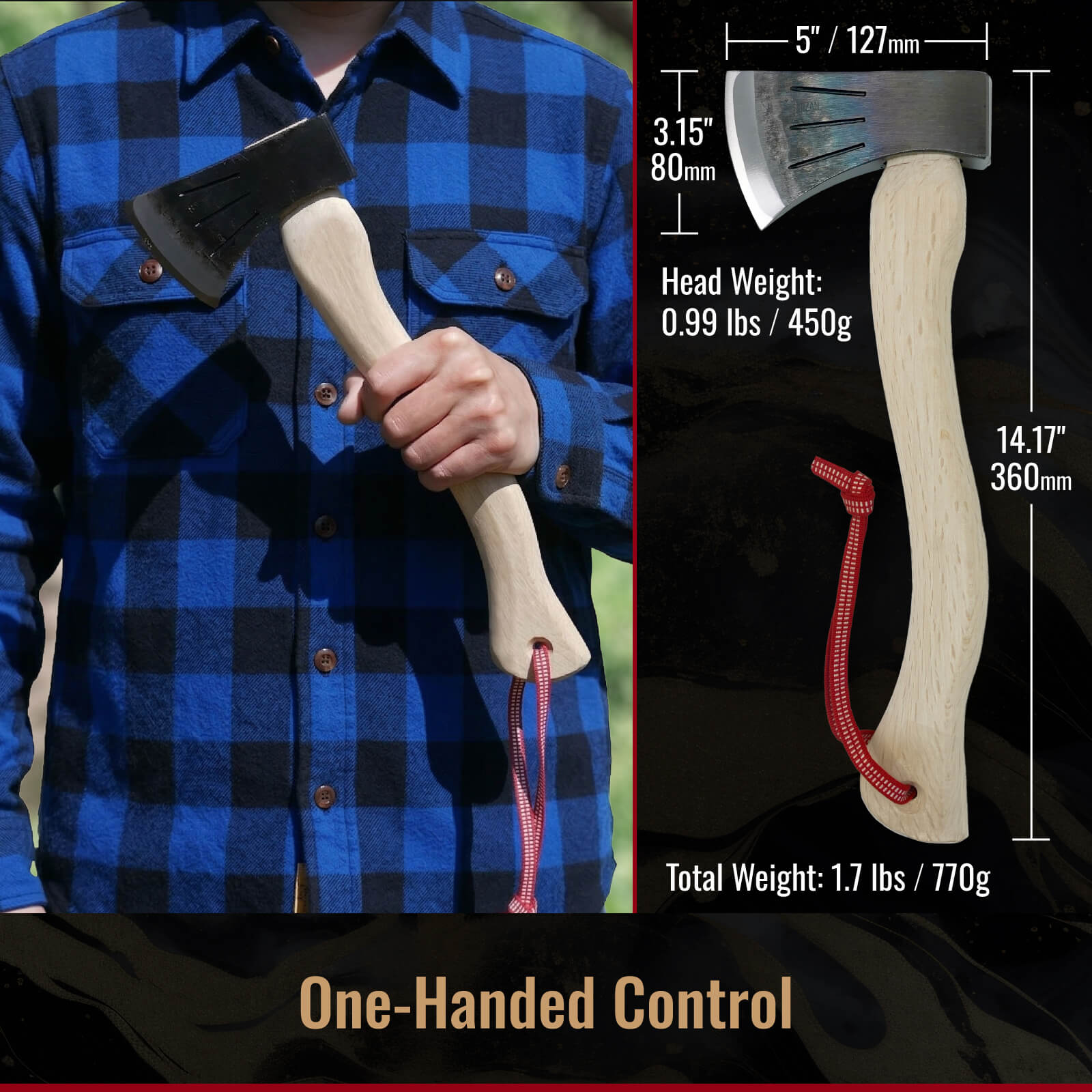 SUIZAN Japanese Hatchet 14 Inch (360mm) - Forged Steel Small Hand