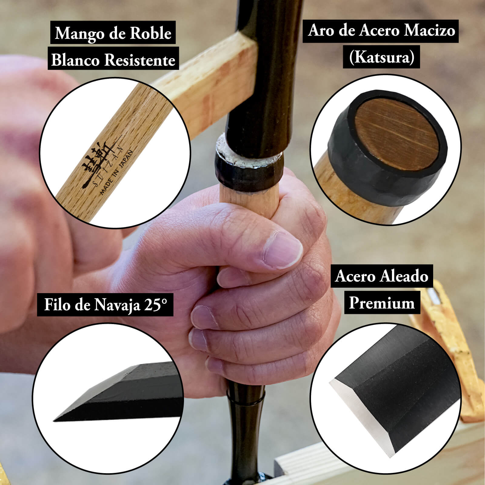 shiso SUIZAN Japanese Wood Chisel 1-7/16 Inch (36mm) Professional Wood