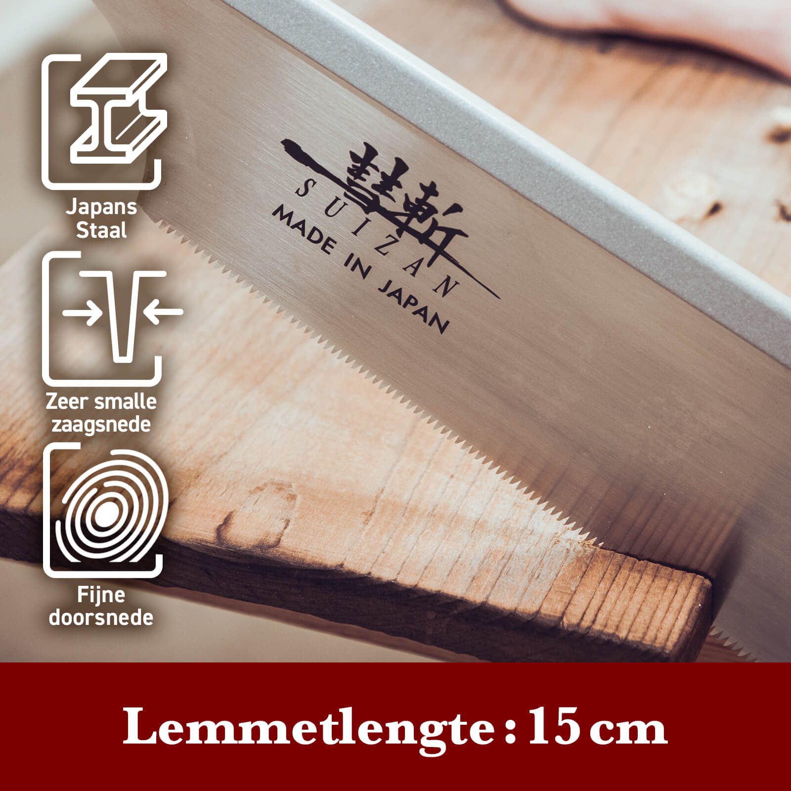 SUIZAN Japanse Dozuki Zwaluwstaart Handzaag 150mm Trekzaag