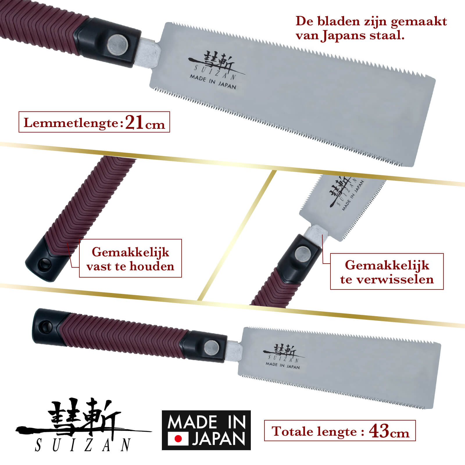 SUIZAN Ryoba Zaag met dubbele snede 210mm - Professionele japanse