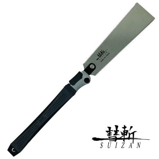 SUIZAN Japanese Folding Ryoba Pull Saw 9.5 Inch Double Edge Hand Saw for Woodworking