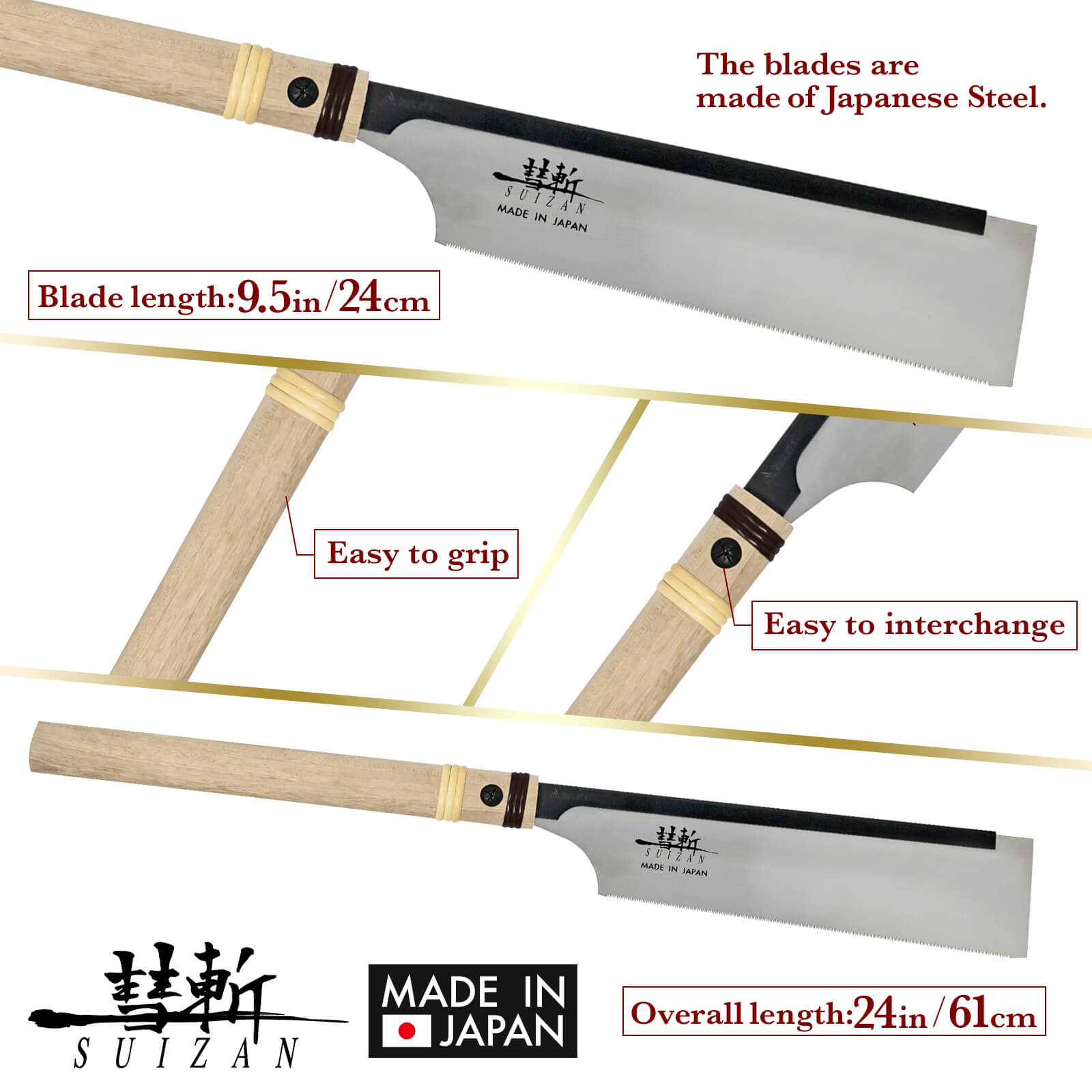 Pull Saw Woodwor Dozuki Hand – SUIZAN 9.5 Saw Japanese for SUIZAN Dovetail JAPAN Inch